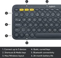 Logitech K380 Kabellose Bluetooth-Tastatur Multi-Device UK QWERTY-Layout Schwarz